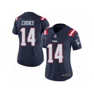 Women's Nike New England Patriots #14 Brandin Cooks Limited Navy Blue Rush NFL Jersey