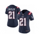 Women's Nike New England Patriots #21 Malcolm Butler Limited Navy Blue Rush NFL Jersey