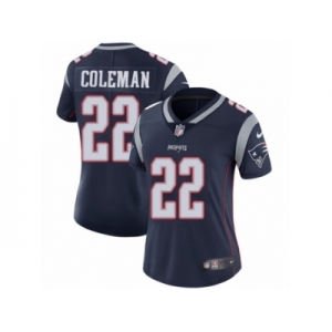 Women's Nike New England Patriots #22 Justin Coleman Vapor Untouchable Limited Navy Blue Team Color NFL Jersey