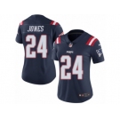 Women's Nike New England Patriots #24 Cyrus Jones Limited Navy Blue Rush NFL Jersey