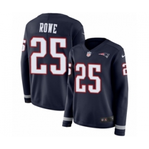 Women's Nike New England Patriots #25 Eric Rowe Limited Navy Blue Therma Long Sleeve NFL Jersey