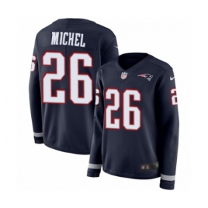 Women's Nike New England Patriots #26 Sony Michel Limited Navy Blue Therma Long Sleeve NFL Jersey