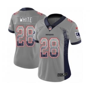 Women's Nike New England Patriots #28 James White Limited Gray Rush Drift Fashion NFL Jersey