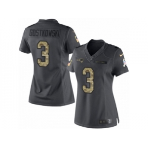 Women's Nike New England Patriots #3 Stephen Gostkowski Limited Black 2016 Salute to Service NFL Jersey