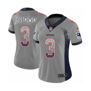 Women's Nike New England Patriots #3 Stephen Gostkowski Limited Gray Rush Drift Fashion NFL Jersey