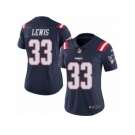 Women's Nike New England Patriots #33 Dion Lewis Limited Navy Blue Rush NFL Jersey