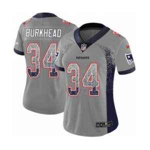 Women's Nike New England Patriots #34 Rex Burkhead Limited Gray Rush Drift Fashion NFL Jersey