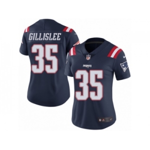 Women's Nike New England Patriots #35 Mike Gillislee Limited Navy Blue Rush NFL Jersey