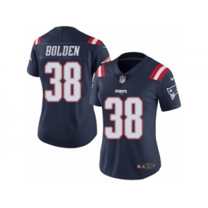 Women's Nike New England Patriots #38 Brandon Bolden Limited Navy Blue Rush NFL Jersey