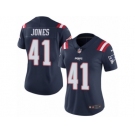 Women's Nike New England Patriots #41 Cyrus Jones Limited Navy Blue Rush NFL Jersey