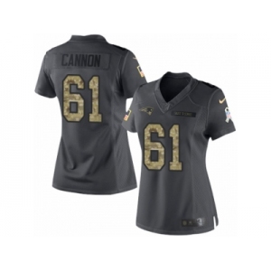 Women's Nike New England Patriots #61 Marcus Cannon Limited Black 2016 Salute to Service NFL Jersey