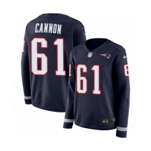 Women's Nike New England Patriots #61 Marcus Cannon Limited Navy Blue Therma Long Sleeve NFL Jersey