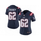 Women's Nike New England Patriots #62 Joe Thuney Limited Navy Blue Rush NFL Jersey