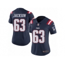 Women's Nike New England Patriots #63 Tre Jackson Limited Navy Blue Rush NFL Jersey