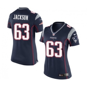 Women's Nike New England Patriots #63 Tre Jackson Navy Blue Team Color NFL Jersey