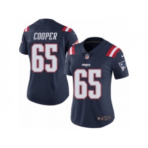 Women's Nike New England Patriots #65 Jonathan Cooper Limited Navy Blue Rush NFL Jersey