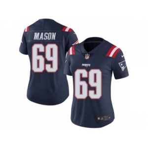 Women's Nike New England Patriots #69 Shaq Mason Limited Navy Blue Rush NFL Jersey