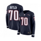 Women's Nike New England Patriots #70 Adam Butler Limited Navy Blue Therma Long Sleeve NFL Jersey