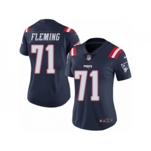 Women's Nike New England Patriots #71 Cameron Fleming Limited Navy Blue Rush NFL Jersey