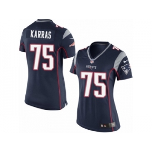 Women's Nike New England Patriots #75 Ted Karras Limited Navy Blue Team Color NFL Jersey