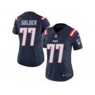 Women's Nike New England Patriots #77 Nate Solder Limited Navy Blue Rush NFL Jersey