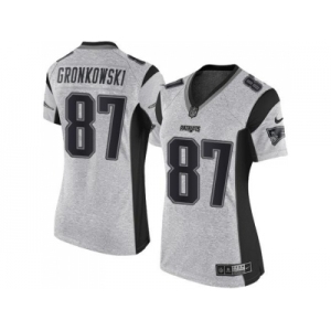 Women's Nike New England Patriots #87 Rob Gronkowski Gray Stitched NFL Limited Gridiron Gray II Jersey