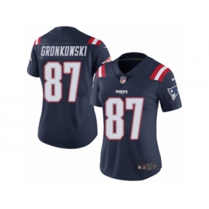 Women's Nike New England Patriots #87 Rob Gronkowski Limited Navy Blue Rush NFL Jersey