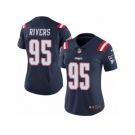 Women's Nike New England Patriots #95 Derek Rivers Limited Navy Blue Rush NFL Jersey