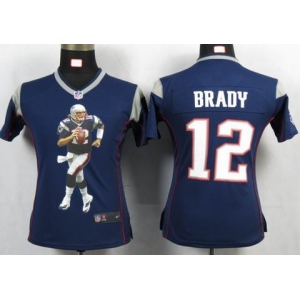 nike women nfl jerseys new england patriots #12 brady blue[portrait fashion]