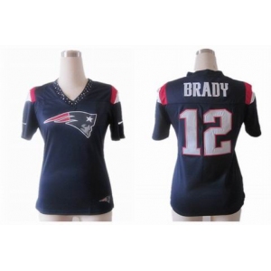 nike women nfl jerseys new england patriots #12 brady field flirt fashion blue[nike 2012]