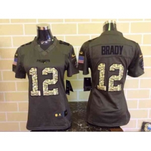 nike women nfl jerseys new england patriots #12 tom brady army green[nike Limited Salute To Service]