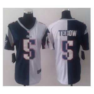 nike women nfl jerseys new england patriots #5 tebow white-blue[nike split]