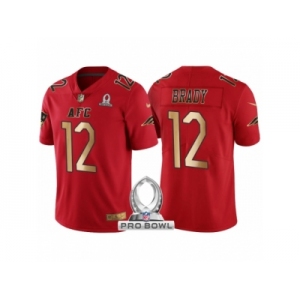 Youth New England Patriots #12 Tom Brady AFC 2017 Pro Bowl Red Gold Limited Jersey