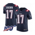 Youth New England Patriots #17 Antonio Brown Limited Navy Blue Rush Vapor Untouchable 100th Season Football Jersey