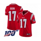 Youth New England Patriots #17 Antonio Brown Limited Red Inverted Legend 100th Season Football Jersey