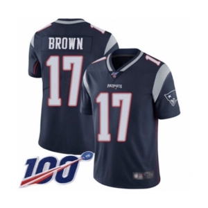 Youth New England Patriots #17 Antonio Brown Navy Blue Team Color Vapor Untouchable Limited Player 100th Season Football Jersey