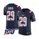 Youth New England Patriots #29 Duke Dawson Limited Navy Blue Rush Vapor Untouchable 100th Season Football Jersey