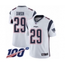 Youth New England Patriots #29 Duke Dawson White Vapor Untouchable Limited Player 100th Season Football Jersey