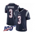 Youth New England Patriots #3 Stephen Gostkowski Navy Blue Team Color Vapor Untouchable Limited Player 100th Season Football Jersey