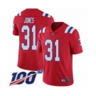 Youth New England Patriots #31 Jonathan Jones Red Alternate Vapor Untouchable Limited Player 100th Season Football Jersey