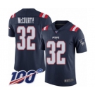 Youth New England Patriots #32 Devin McCourty Limited Navy Blue Rush Vapor Untouchable 100th Season Football Jersey