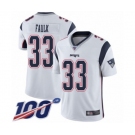 Youth New England Patriots #33 Kevin Faulk White Vapor Untouchable Limited Player 100th Season Football Jersey