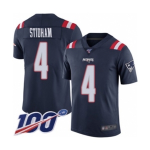 Youth New England Patriots #4 Jarrett Stidham Limited Navy Blue Rush Vapor Untouchable 100th Season Football Jersey