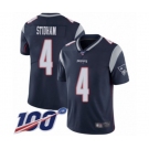 Youth New England Patriots #4 Jarrett Stidham Navy Blue Team Color Vapor Untouchable Limited Player 100th Season Football Jersey