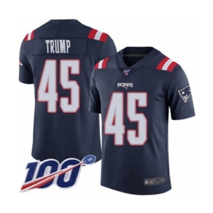 Youth New England Patriots #45 Donald Trump Limited Navy Blue Rush Vapor Untouchable 100th Season Football Jersey