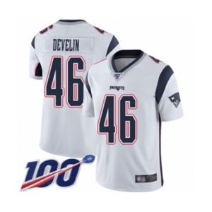 Youth New England Patriots #46 James Develin White Vapor Untouchable Limited Player 100th Season Football Jersey