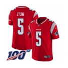 Youth New England Patriots #5 Danny Etling Limited Red Inverted Legend 100th Season Football Jersey