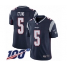 Youth New England Patriots #5 Danny Etling Navy Blue Team Color Vapor Untouchable Limited Player 100th Season Football Jersey