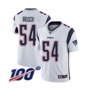 Youth New England Patriots #54 Tedy Bruschi White Vapor Untouchable Limited Player 100th Season Football Jersey