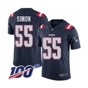 Youth New England Patriots #55 John Simon Limited Navy Blue Rush Vapor Untouchable 100th Season Football Jersey